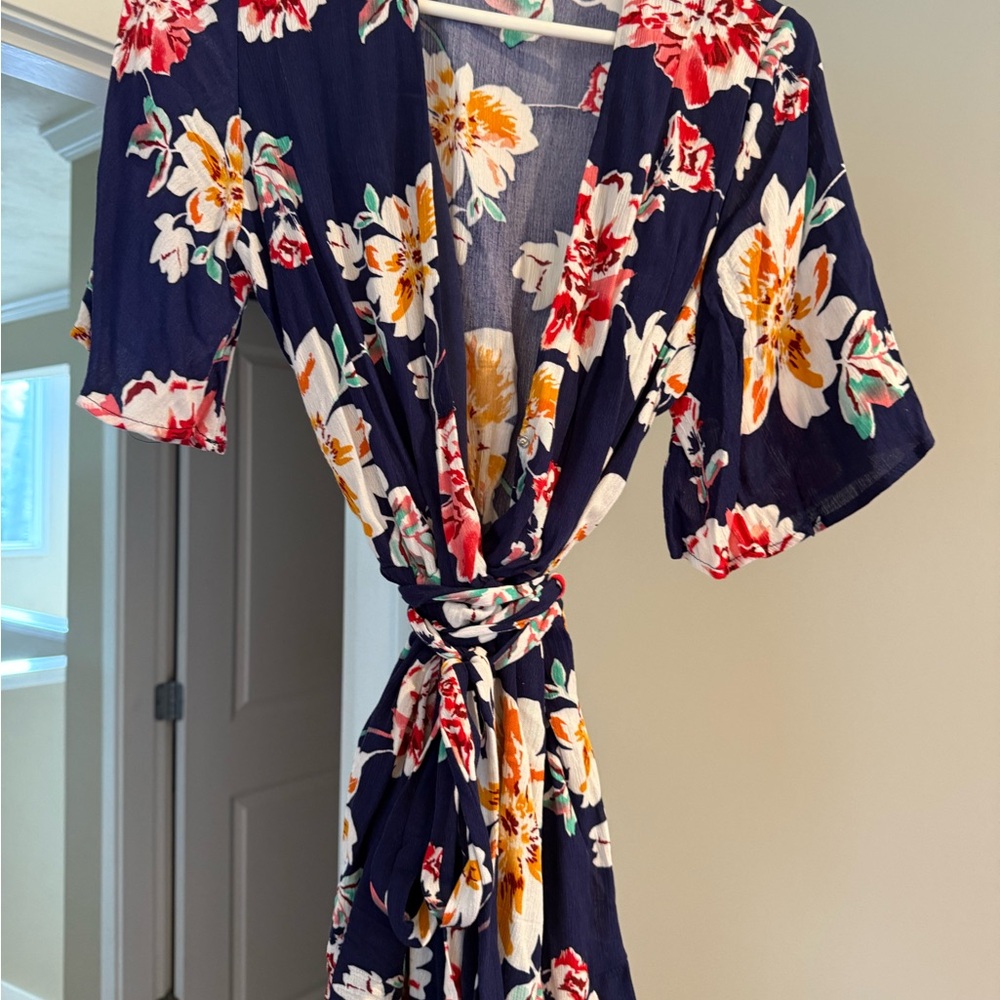 Blue Blush Blue and Gold Flutter Sleeve Jumpsuit